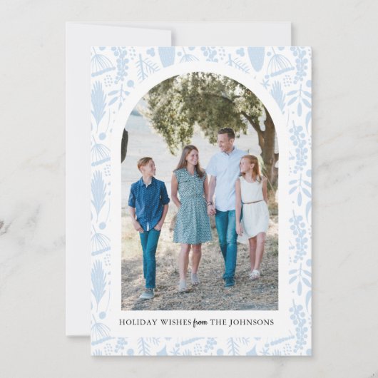 Holiday Woodland Arch Persoonlijke foto kaart Blau (Voorkant)
