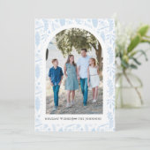 Holiday Woodland Arch Persoonlijke foto kaart Blau (Staand voorkant)