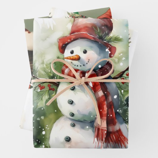 Holiday Wrapping Paper Flat Sheet Set of 3 (In situ)