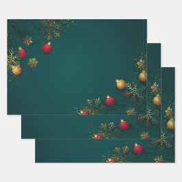 Holiday Wrapping Paper Flat Sheet Set of 3
