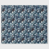 Holiday Wrapping Papier Blauw Frosted Holly (Vlak)
