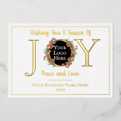 Holiday Wreate Joy Peace and Love Business Logo Folie Feestdagenkaart (Voorkant)