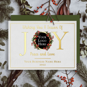 Holiday Wreate Joy Peace and Love Business Logo Folie Feestdagenkaart