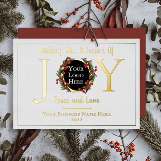 Holiday Wreate Joy Peace and Love Business Logo Folie Feestdagenkaart