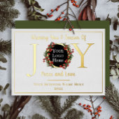 Holiday Wreate Joy Peace and Love Business Logo Folie Feestdagenkaart
