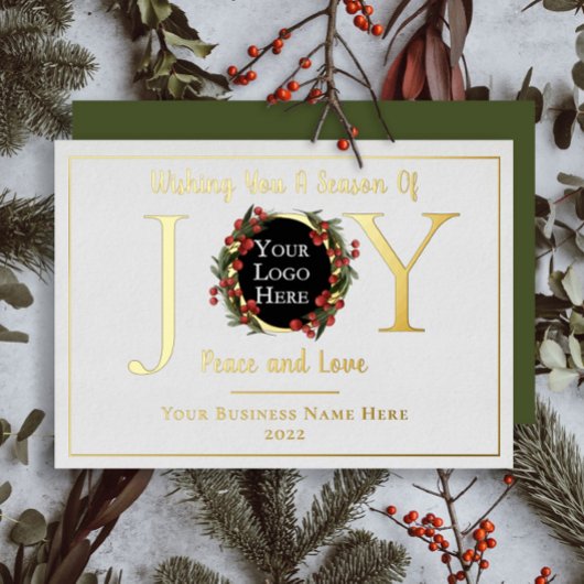 Holiday Wreate Joy Peace and Love Business Logo Folie Feestdagenkaart