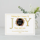 Holiday Wreate Joy Peace and Love Business Logo Folie Feestdagenkaart (Staand Voorkant)