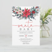 Holiday Wreated Santa Baby Kerstmis Baby shower Kaart (Staand voorkant)