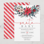 Holiday Wreated Santa Baby Kerstmis Baby shower Kaart (Voorkant / Achterkant)