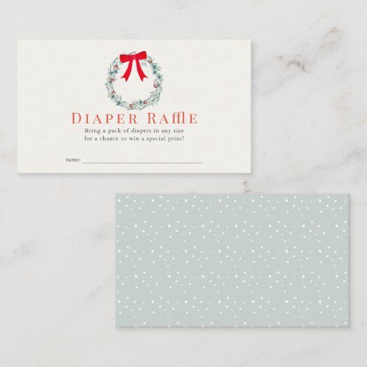 Holiday Wreater Baby shower Diaper Raffle Ticket Informatiekaartje (Voorkant / Achterkant)