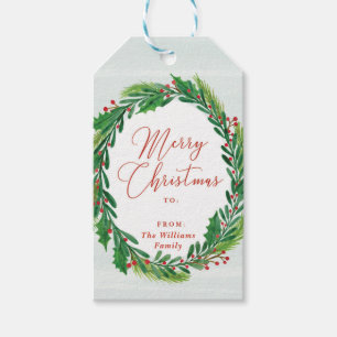 Holiday Wreath Cadeaulabel