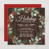 Holiday Wreath Christmas Dinner Party Uitnodiging (Voorkant / Achterkant)