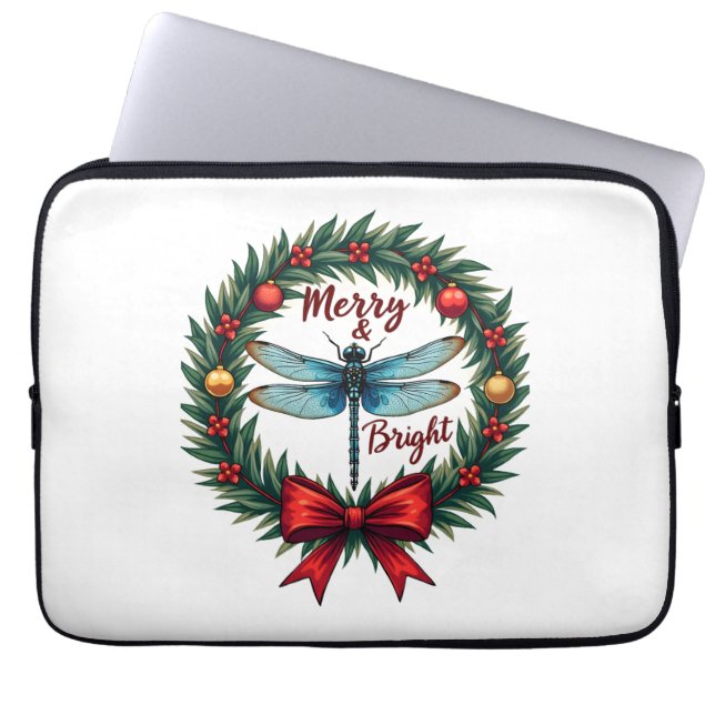 Holiday Wreath Dragonfly Laptop Sleeve (Voorkant)