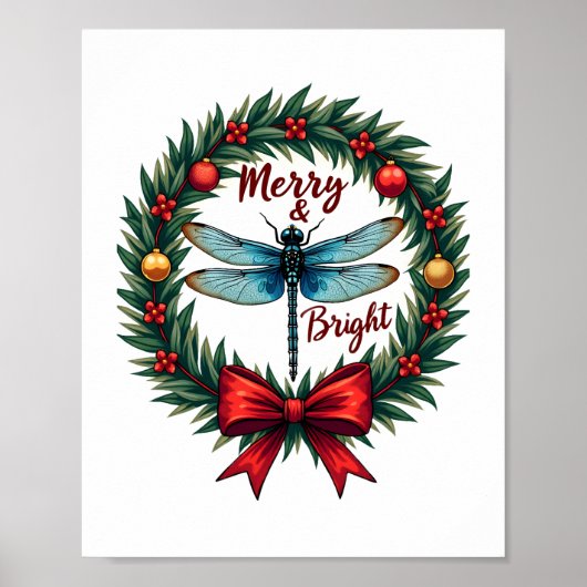 Holiday Wreath Dragonfly Poster (Voorkant)