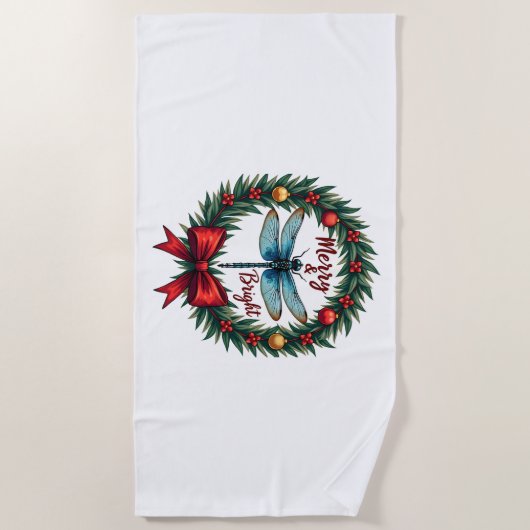 Holiday Wreath Dragonfly Strandlaken (Voorkant)