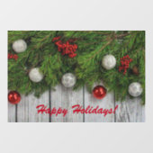 Holiday Wreath Greenery en Ornaments Window Cling Raamsticker (Vel)