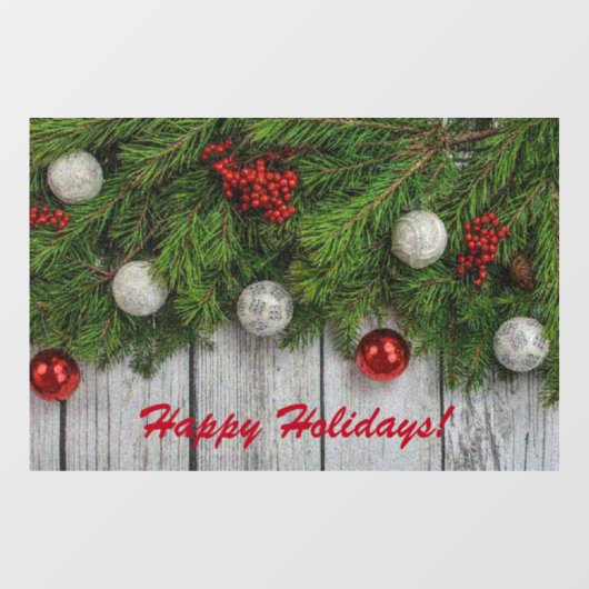 Holiday Wreath Greenery en Ornaments Window Cling Raamsticker (Vel)