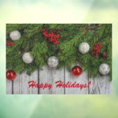 Holiday Wreath Greenery en Ornaments Window Cling Raamsticker (Vel 3)