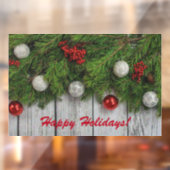 Holiday Wreath Greenery en Ornaments Window Cling Raamsticker (Vel 2)