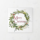 Holiday Wreath Greenery Photo Trifold Kaart (Cover)