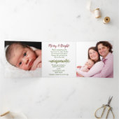 Holiday Wreath Greenery Photo Trifold Kaart (Binnen)
