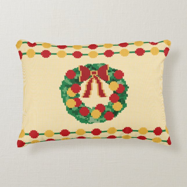 Holiday Wreath Knit Accent Kussen (Voorkant)