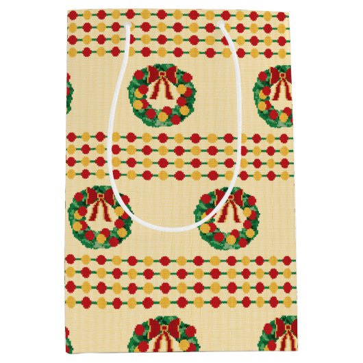 Holiday Wreath Knit Medium Cadeauzakje (Voorkant)