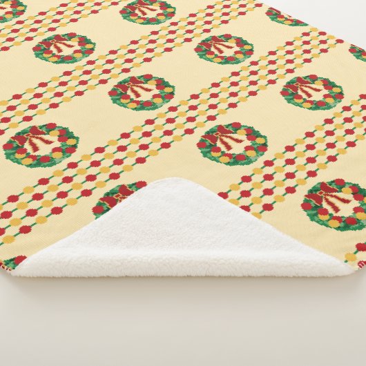 Holiday Wreath Knit Sherpa Deken (3/4)