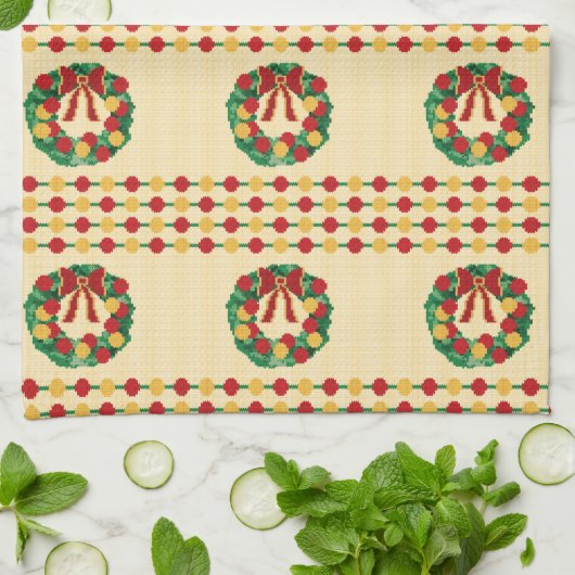 Holiday Wreath Knit Theedoek (Gevouwen)