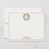 Holiday Wreath Monogram Note Kaart (Voorkant)