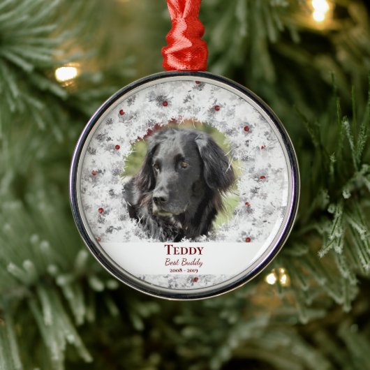 Holiday Wreath Pet Memorial Metalen Ornament (Boom)