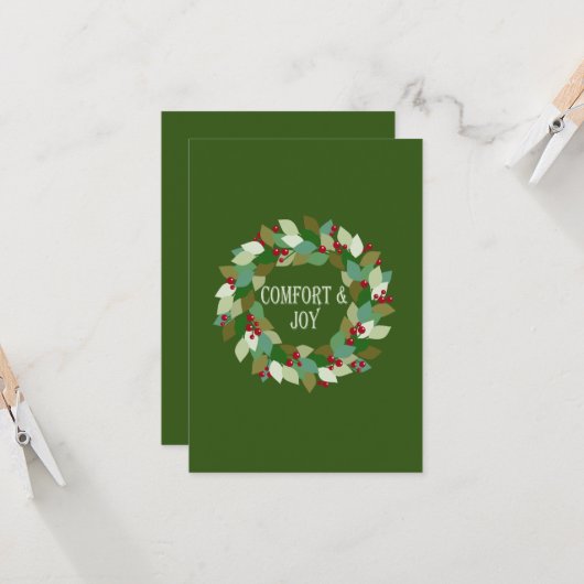 Holiday Wreath Red Berries en Leaves (Voorkant / Achterkant in situ)