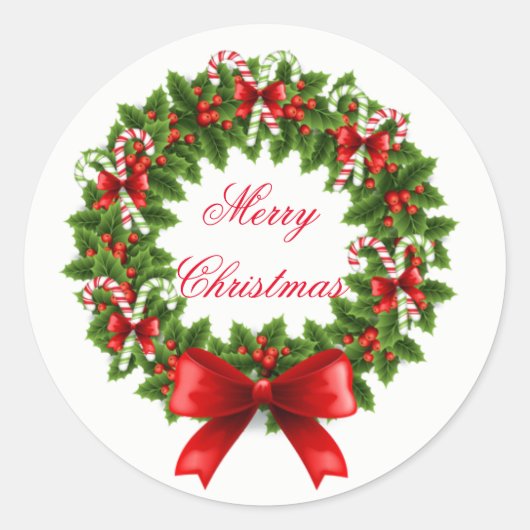 Holiday Wreath Ronde Sticker (Voorkant)