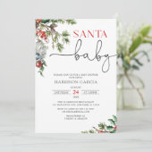 Holiday Wreath Santa Baby Winter Baby shower Kaart (Staand voorkant)