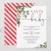 Holiday Wreath Santa Baby Winter Baby shower Kaart (Voorkant / Achterkant)