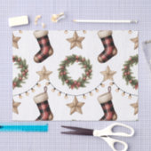 HOLIDAY WREATH STOCKINGS LIGHTS STARS TISSUEPAPIER (Craft)
