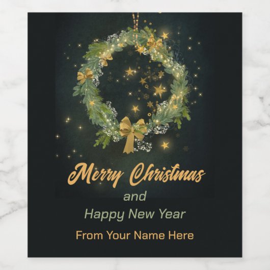 Holiday Wreath Wijn Etiket (Enkel label)