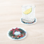 Holiday Wreath Zandsteen Onderzetter (Zijkant)