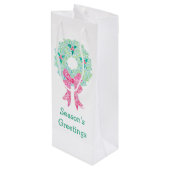 Holiday Wreatine Bag Wijn Cadeautas (Achterkant Gekanteld)