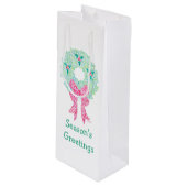 Holiday Wreatine Bag Wijn Cadeautas (Voorkant Gekanteld)