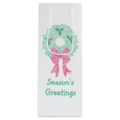 Holiday Wreatine Bag Wijn Cadeautas (Voorkant)