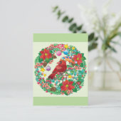 Holiday Wreator met Red Cardinaal Bird Briefkaart (Staand voorkant)