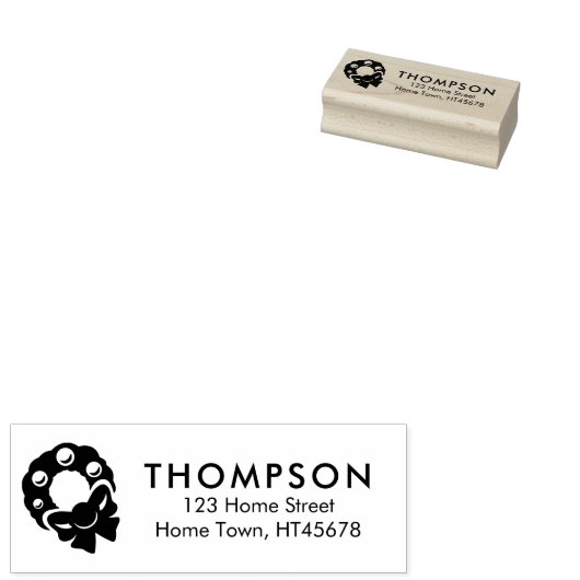 Holiday WreatReturn-adres Rubberstempel (Gestempeld)