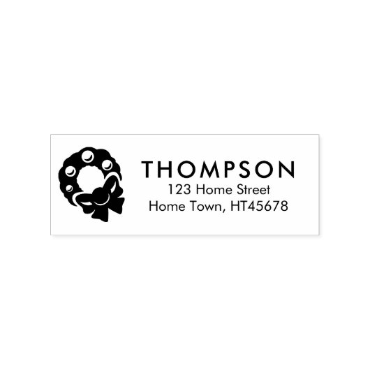 Holiday WreatReturn-adres Rubberstempel (Afrduk)