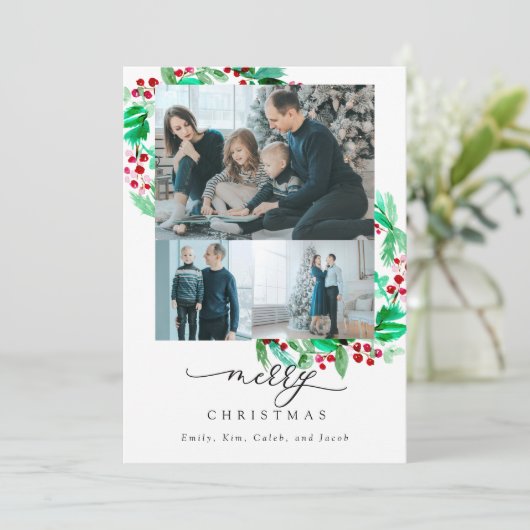 Holiday Wreatscript 3 Foto Merry Kerstmis Chic (Staand voorkant)