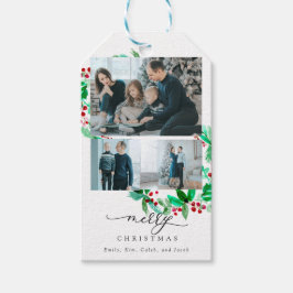 Holiday Wreatscript 3 Foto Merry Kerstmis Chic Cadeaulabel