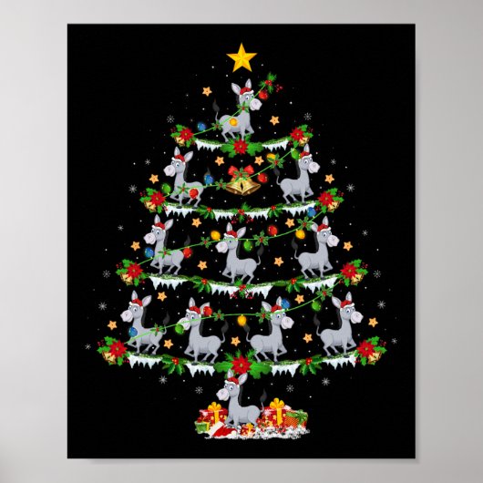 Holiday Xmas Lighting Santa Donkey Christmas Tree  Poster (Voorkant)