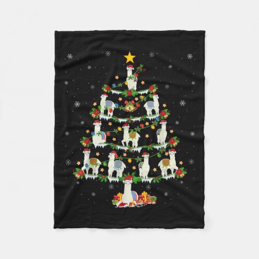 Holiday Xmas Lighting Santa Llama Christmas Tree  Fleece Deken (Voorkant)