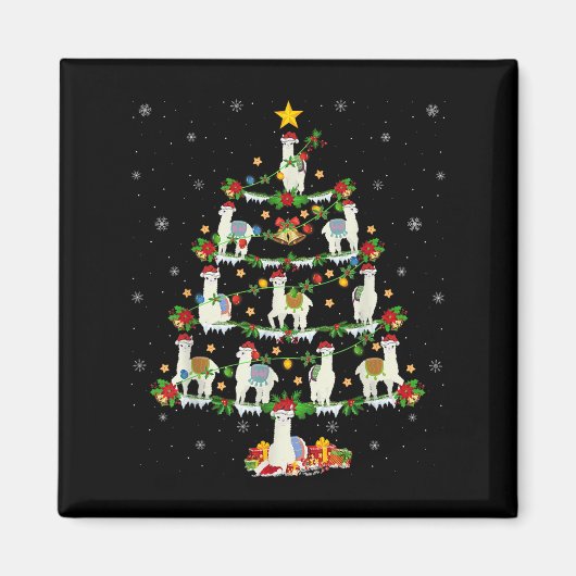 Holiday Xmas Lighting Santa Llama Christmas Tree  Magneet (Voorkant)