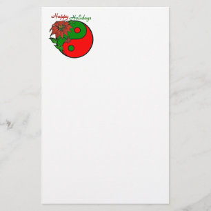 Holiday Yin Yang Poinsettia Green Red Briefpapier